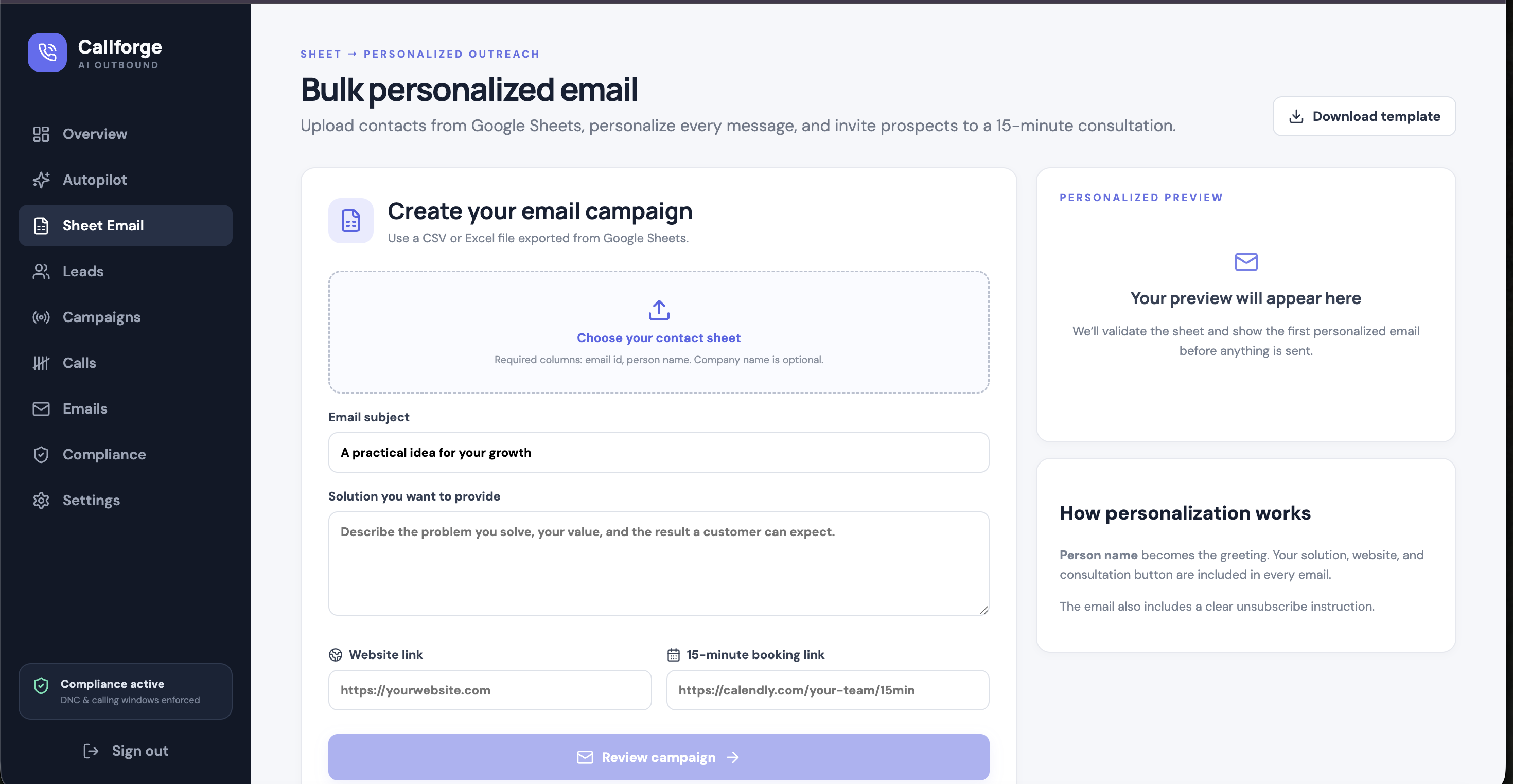 Personalized email campaign builder